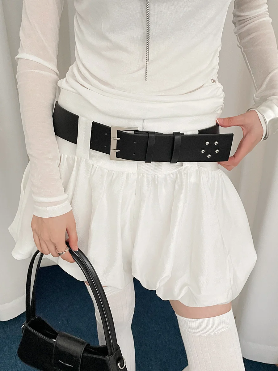 Korean Version Of Versatile White Wide Belt For Women With Skirts And Jeans With A Small Group Design Sense Slimming Waist Belt