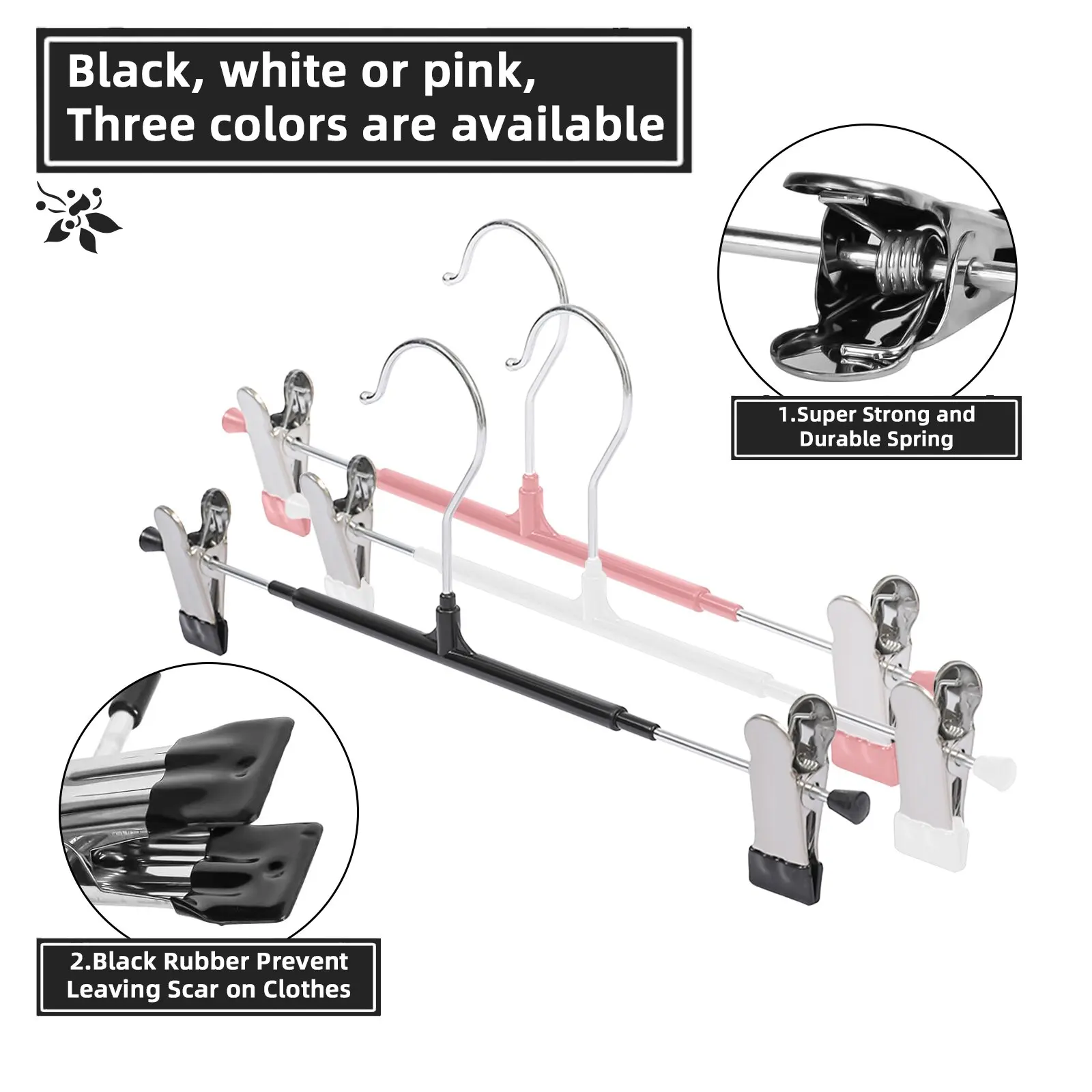 Metal clip pants rack hanger for organizing and storing pants, skirts, jeans, storage, drying pants clip