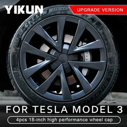 4PCS Hub Cap Performance Replacement Wheel Cap 18-Inch Automobile Hubcap Full Rim Cover Accessories for Tesla Model 3 2018-2023