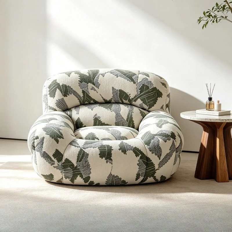 Leaf printing environmentally friendly high-density sponge sofa single sleeping can lie down living room leisure sofa chair