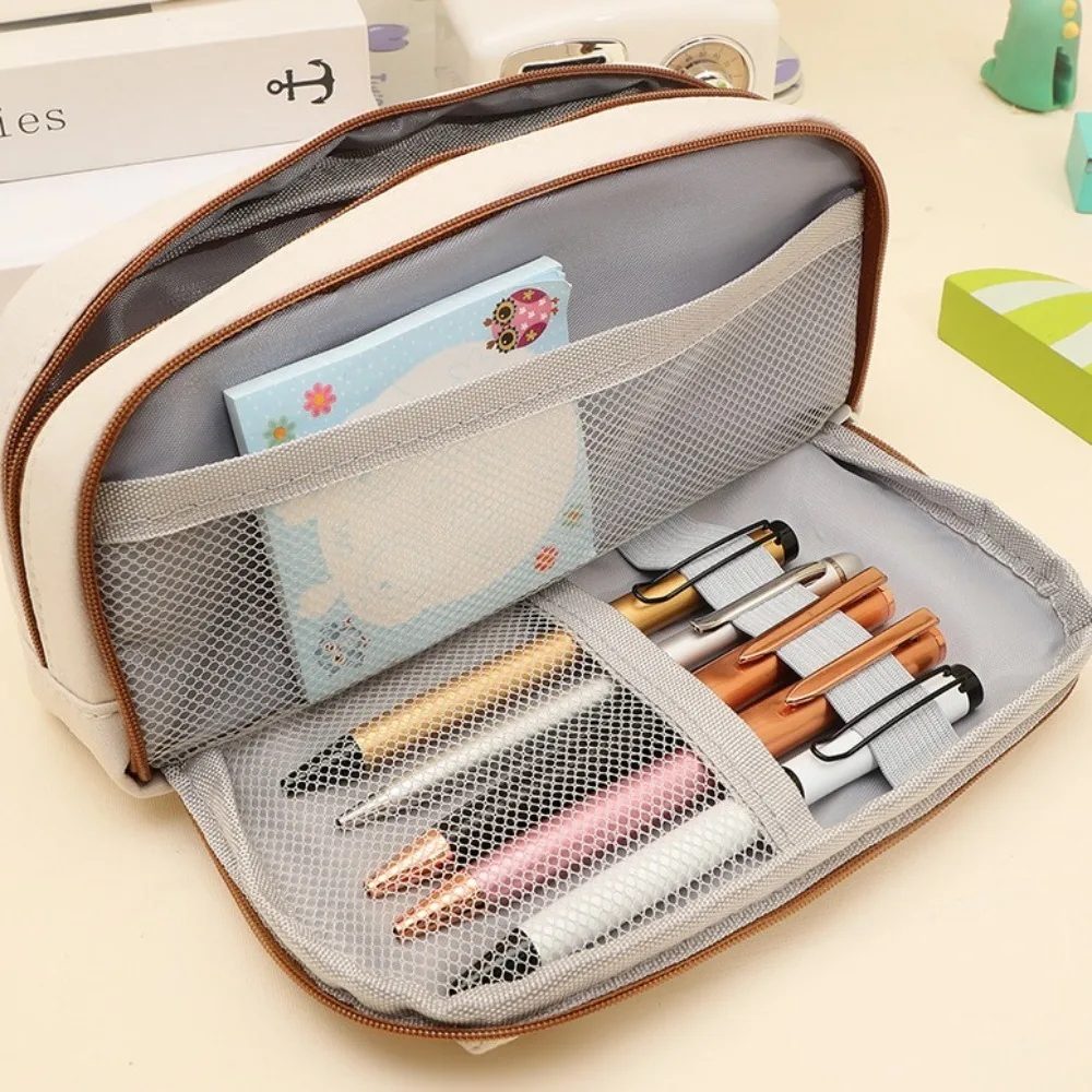 Simple Style Large Capacity Pencil Case 5 Layers Aesthetic Stationary Pen Storage Bag Ins Pen Pouch Korean Pen Pencil Bag