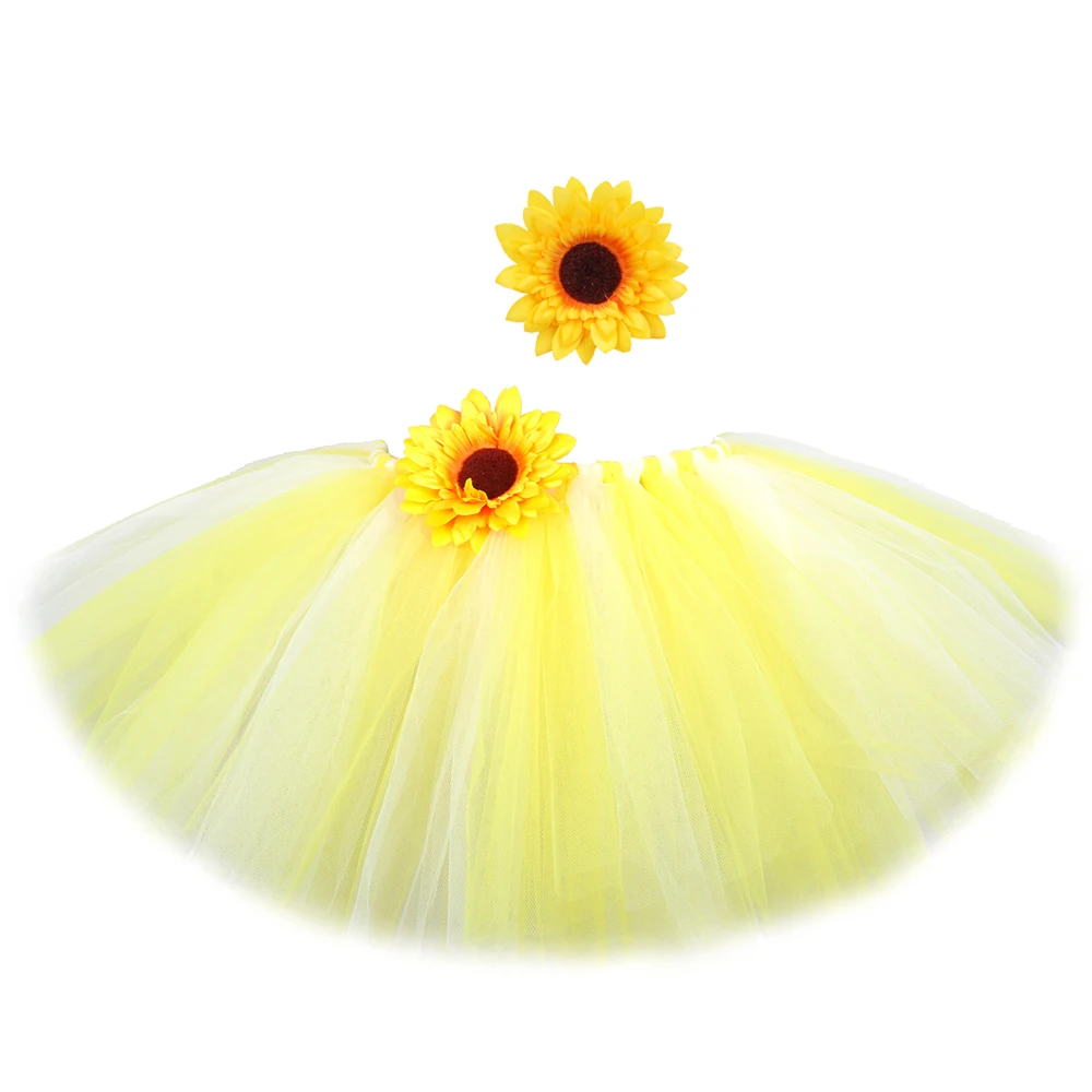 Yellow Sunflower Tutu Skirt for Girls Hawaiian Dress Up Costumes for Kids Toddler Photoshoot Ballet Tutus Birthday Dance Outfit