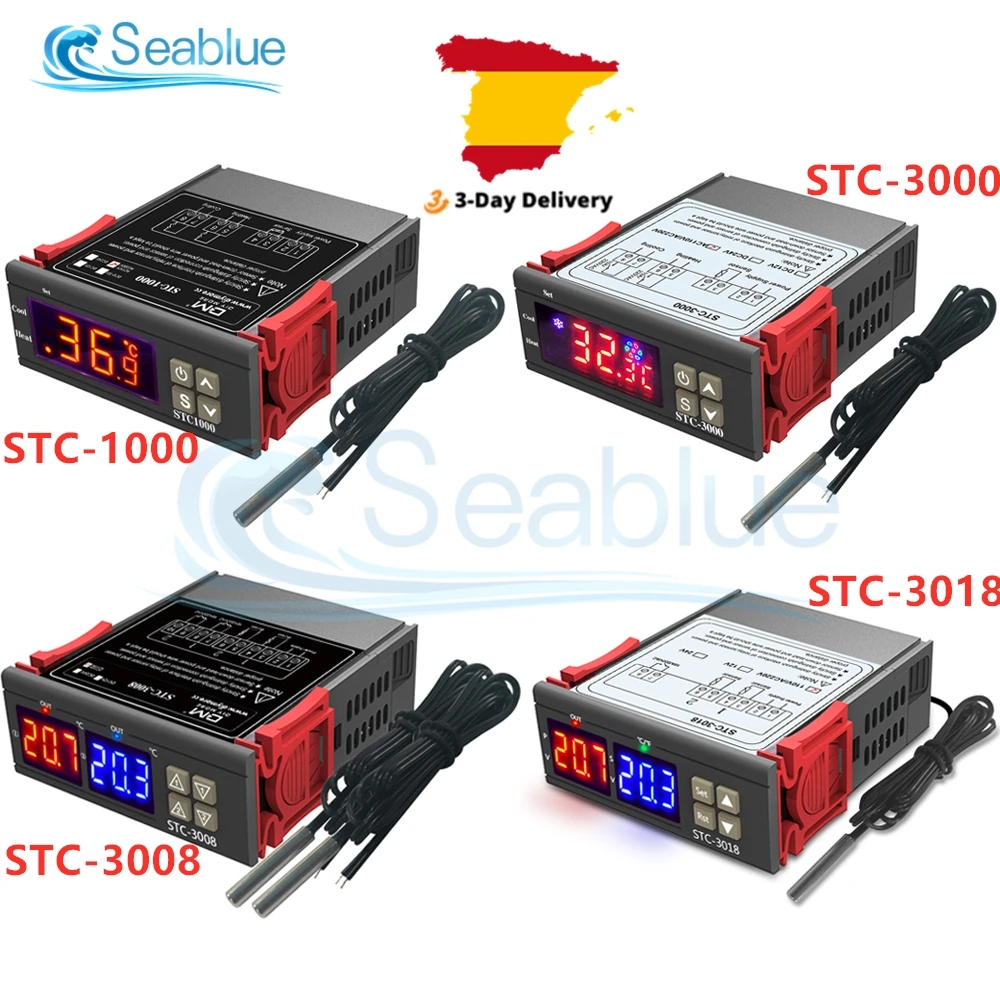 Led Digital Controlador de Temperatura Termostato Termorregulador Incubadora 12v 24v 110v 220v Stc1000 Stc3000 Stc-3008 Stc-3018