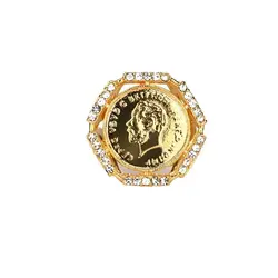 New Hot Sale fashion Head Shape Copper Gold Color Vintage Men Rings Cubic Zircon Jewelry