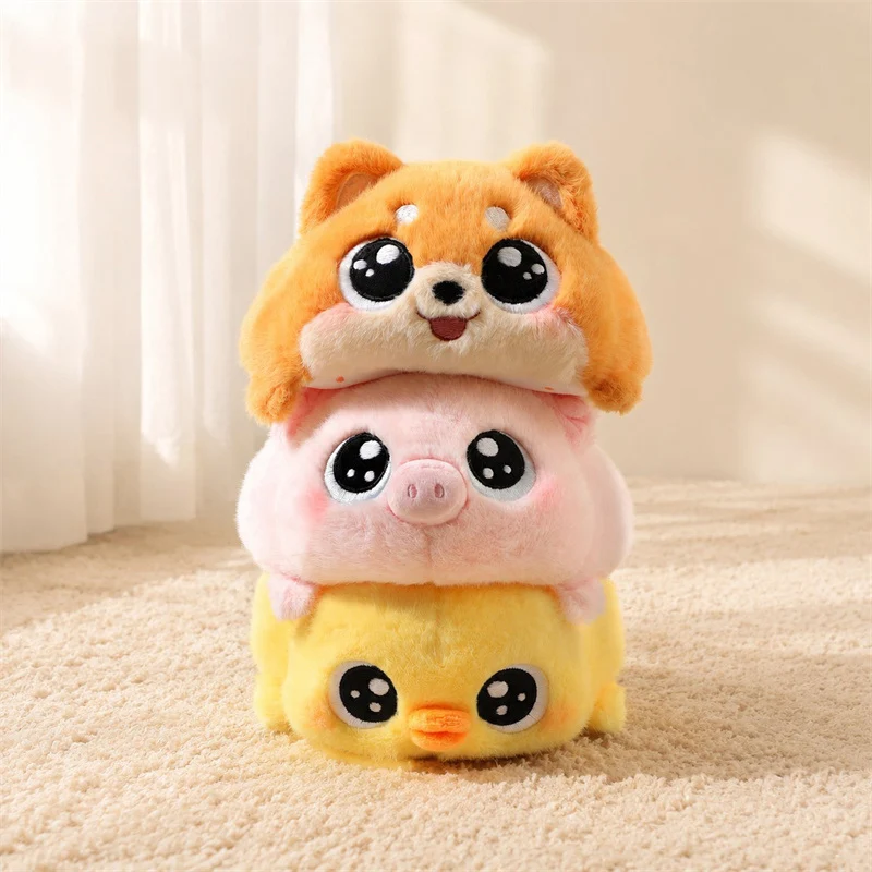 Big Eyes Lying Animal Plush Toy Soft Shiba Inu Pig Elephant Chick Stuffed Doll Kawaii Plushie Pillow Birthday Gift for Kids Girl