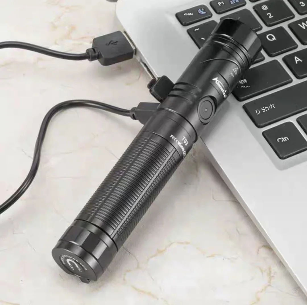 Flashlight LED torch Waterproof Flashlight Torch With Indicator USB-C Portable Spotlight Long-Range Camping Flashlight