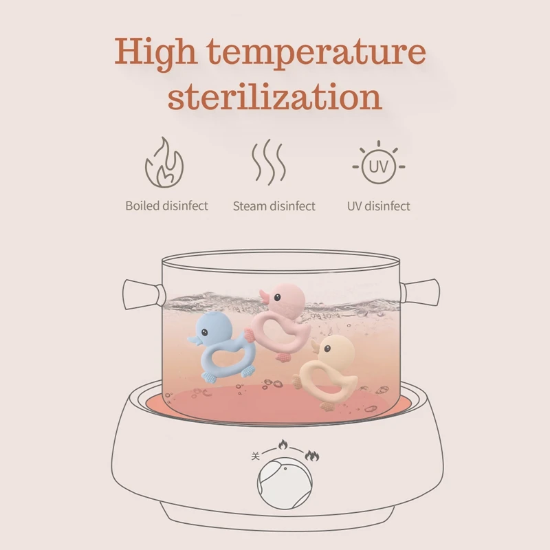 Gryzak dla niemowląt Food Grade silikonowe gryzaki zwierzęta kreskówkowe kaczka DIY karmienie ząbkowanie smoczek klip zabawka dla dziecka akcesoria