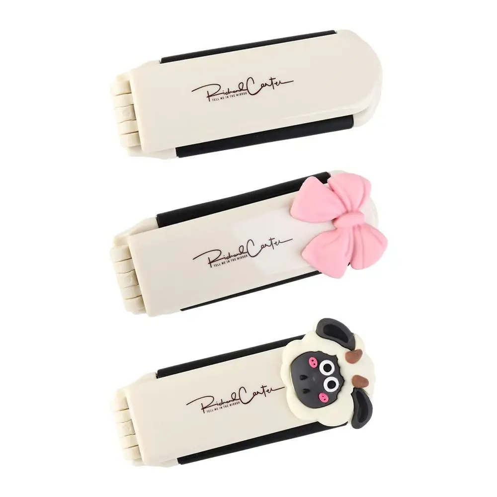 

Mini 2 in 1 Comb Mirror Set Lamb Anti Static Air Bag Hair Comb Pocket Mirror Cartoon Foldable Hair Brush