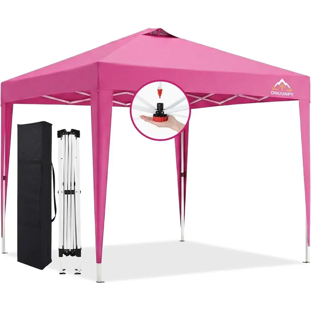 10x10 Pop-Up Tent with 4 Detachable Sides, Sandbags, and Center Lock for Outdoor, Sports, and Game Day Events - Pink
