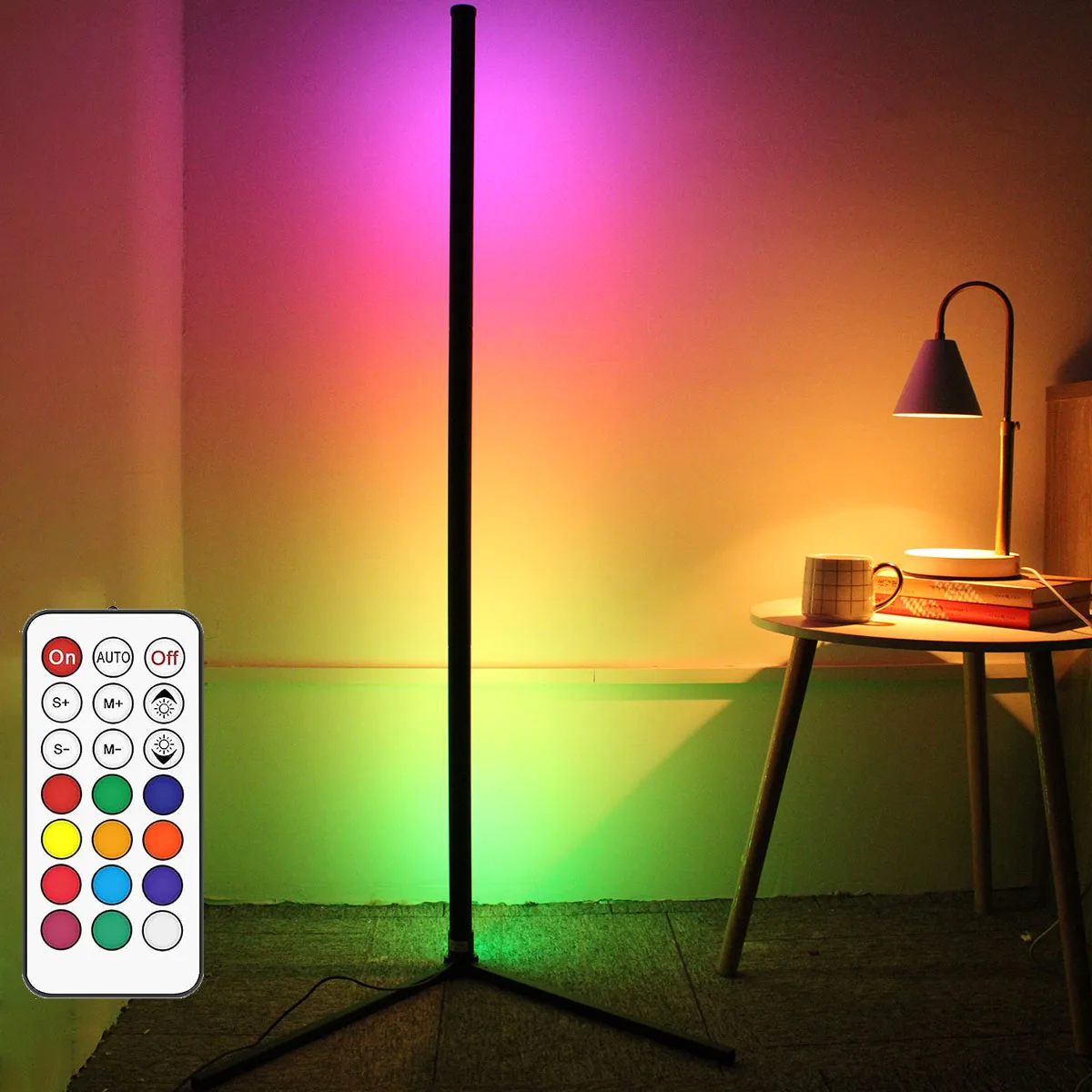 120/160CM Nordic Decor Dimmable RGB Floor Lamp Corner Standing LED Night Lights Bar Mood Lighting for Bedroom Gaming Living Room