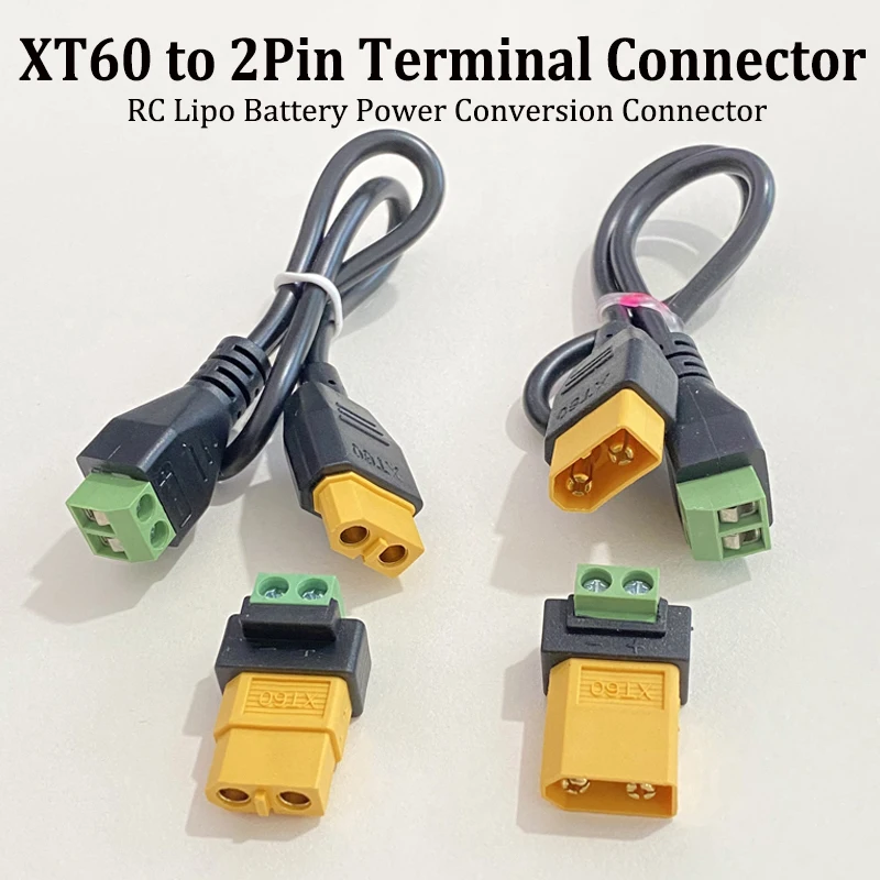 Cltgxdd XT60 auf 2-Pin-Schraubklemmenblock-Stecker, lötfreies RC-Lipo-Batterie-Stromumwandlungskabel – Detail 1