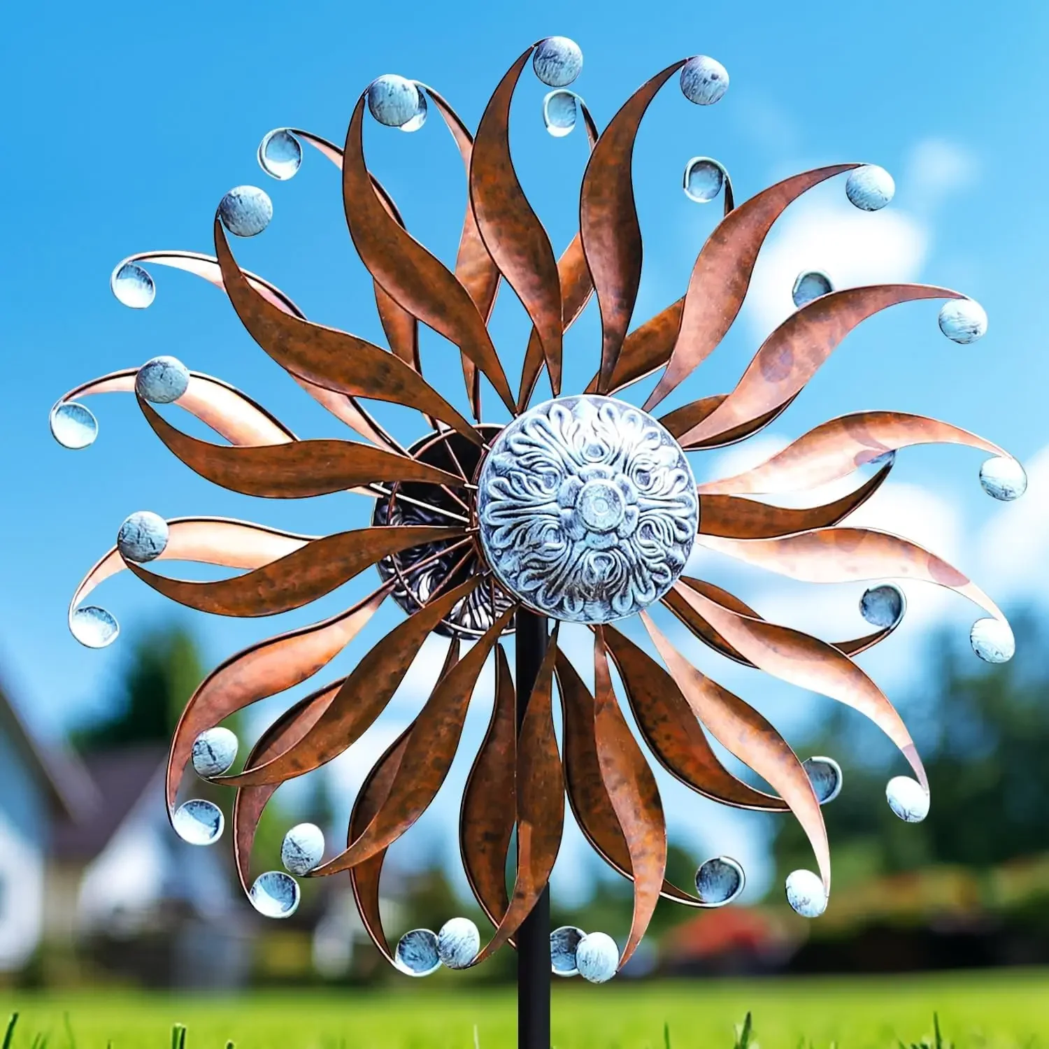 Wind Spinners Outdoor Metal Large Wind Spinners for Yard and Garden, Kinetic Wind Sculptures & Spinners with Stake for Family