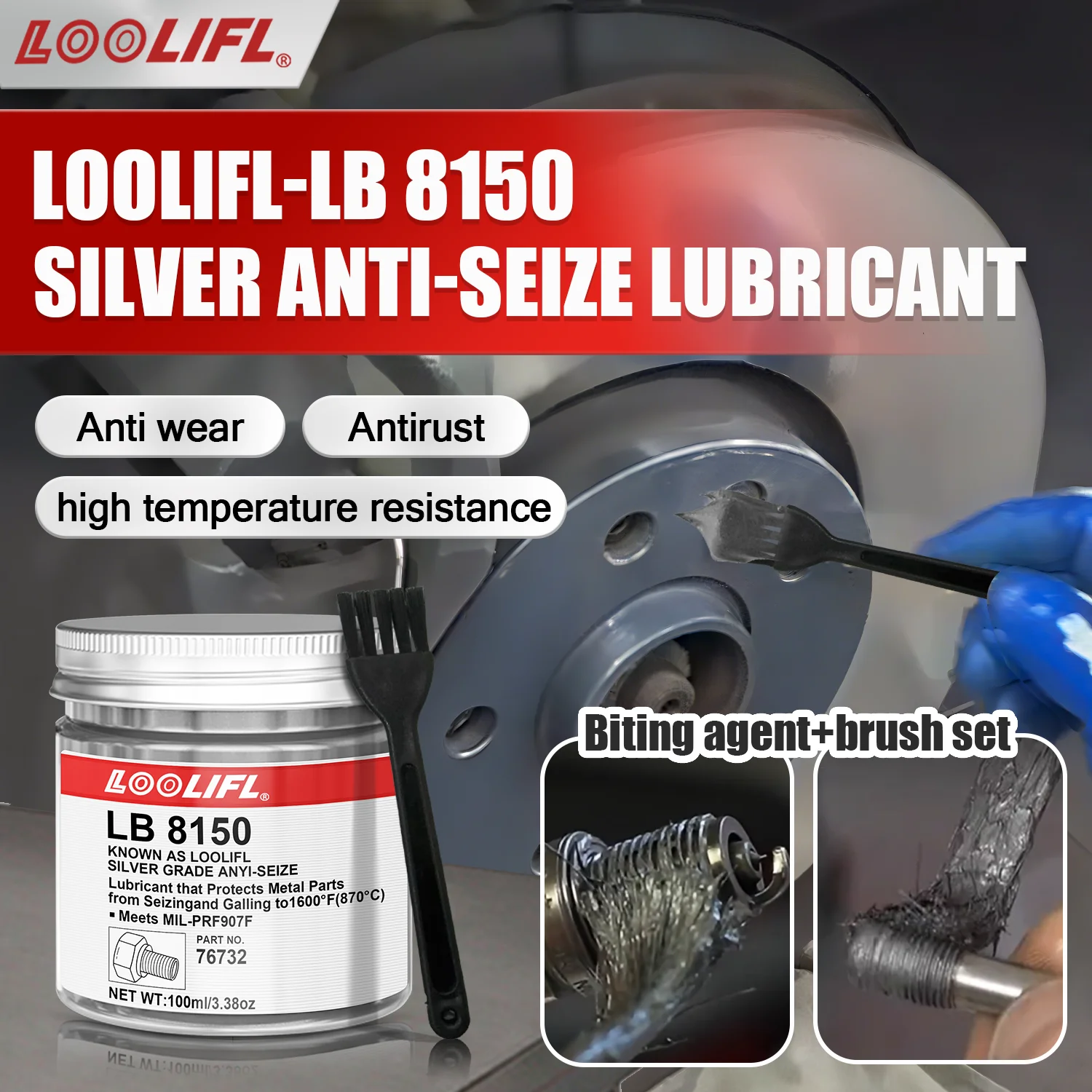 Lubricante antiadherente 8150, para prevenir el desgaste, la corrosión y el encogimiento, lubricante refinado de aluminio, cobre y grafito, bra