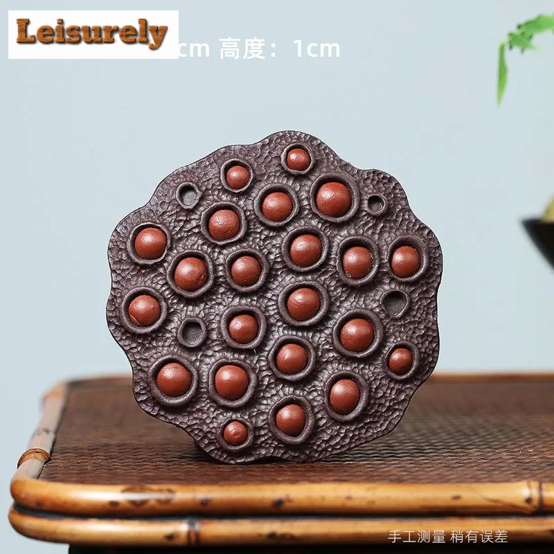 Handmade Lotus Seed Pot Bearing Holder Yixing Purple Clay Dry Brew Table Tea Tray Tea Pet Tea Ceremony Accessories Ornaments