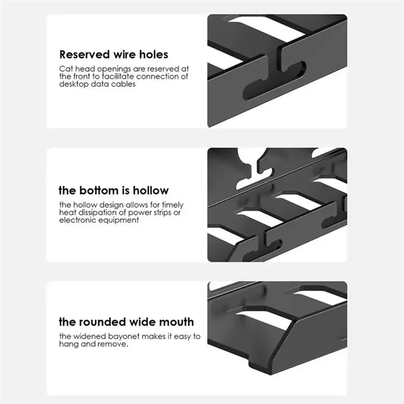 Exquisite-Under Desk Cable Management Metal Cable Tray Under Desk With Clamp Power Strip Cord Holder No Drilling Sturdy Spacious