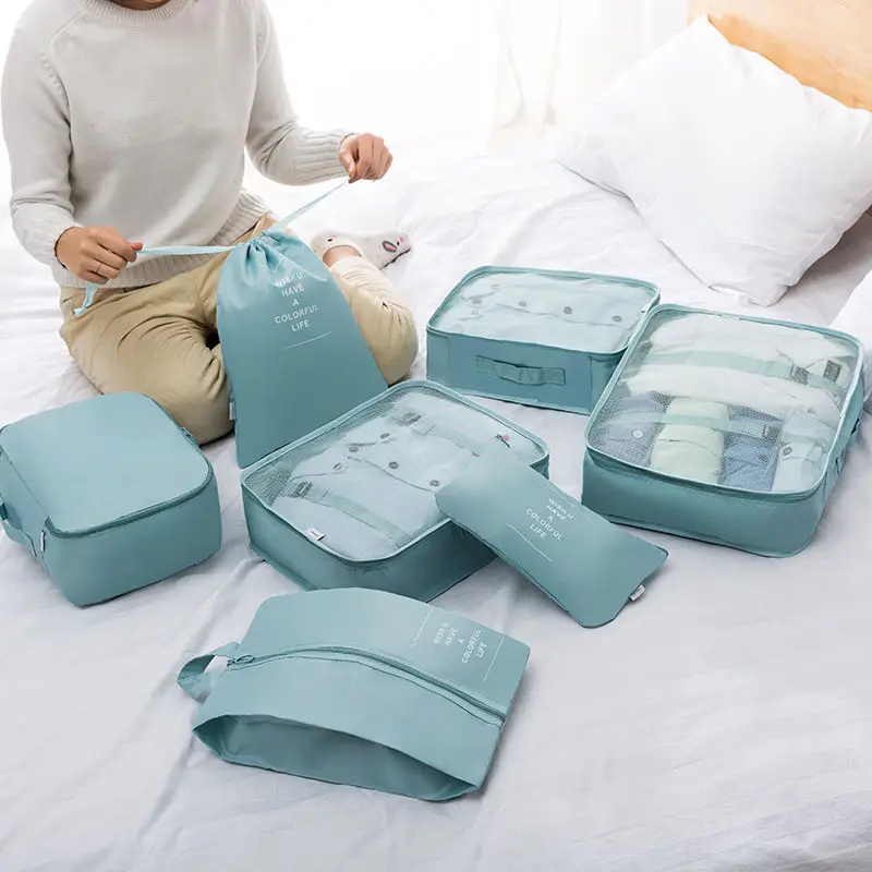 

Seven-Piece Travel Storage Bag Set Business Trip Portable Clothes Luggage Organizing Bag Underwear Toiletries Storage Bag