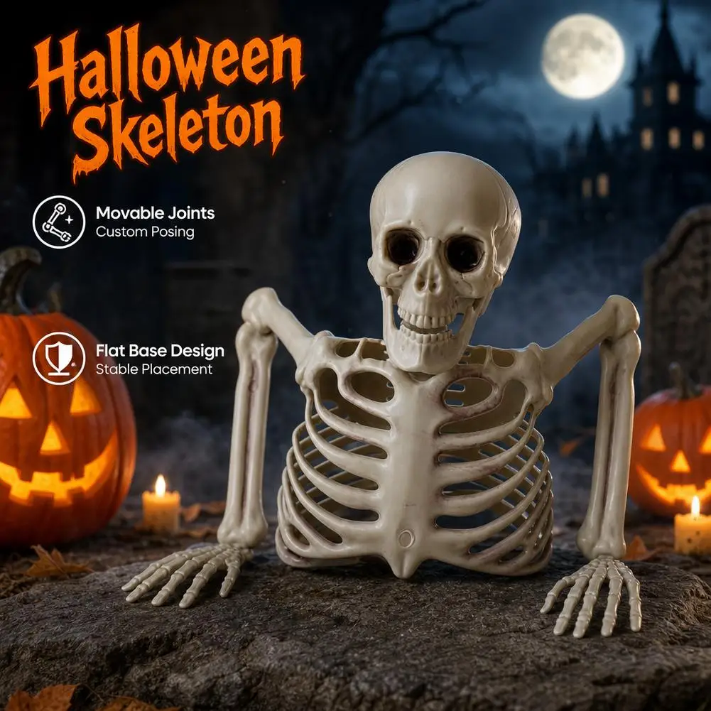 Skeleton Bone Ornament With Movable Joints For Outdoor Yard Hallway Party Decoration Horror Props Holiday Scarry Home Supplies