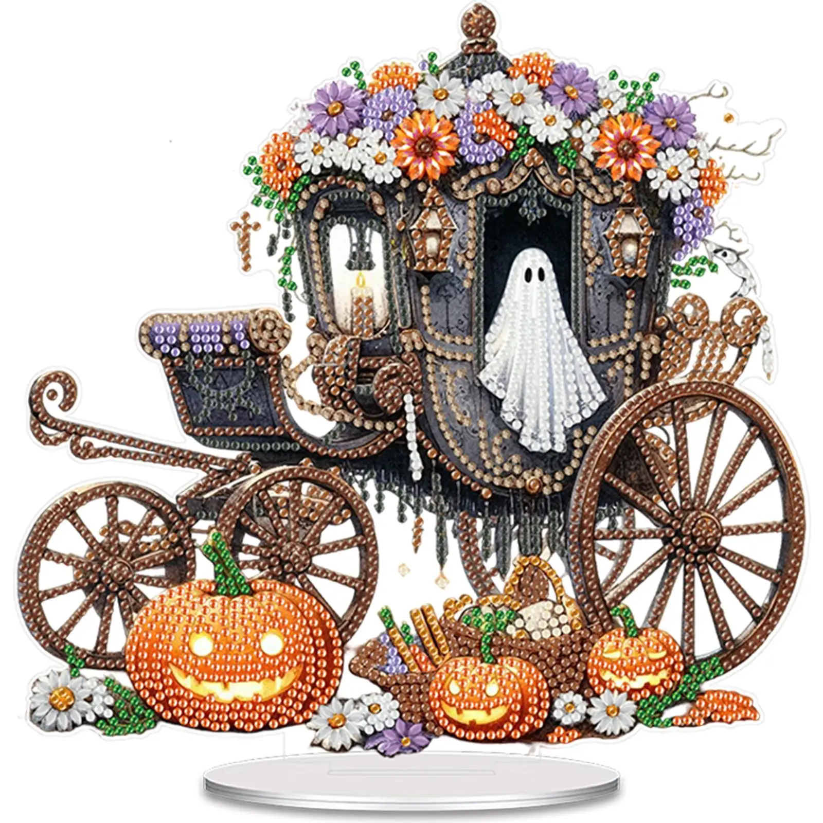 

Halloween Cake Design DIY 2D Flat Acrylic Diamond Painting Tabletop Ornaments Kit Single Side for Adults Home Decoration