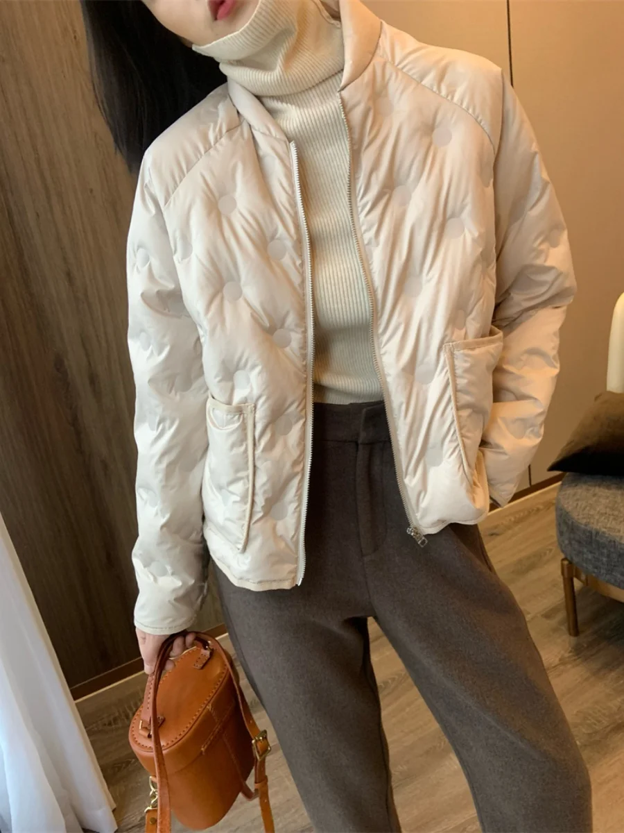 가볍고 따뜻한 화이트 다운 스탠드 칼라 자켓 얇은 섹션 90% 다운 퀼팅 조끼 여성용 아우터웨어