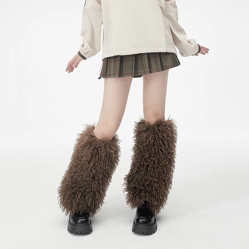 Japanese Sweet Furry Leg Warmers Y2K Fluffy Fur Leg Warmers Thick Leg Warmer Lady Disco Club Short / Long Plush Boots Cover