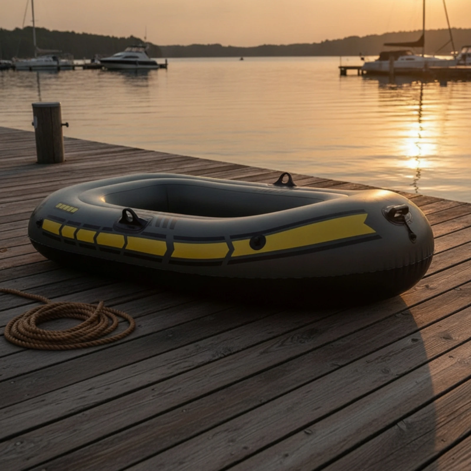 Inflatable Dinghy Easy to Carry Boat with Ribbed Floor Two Person Boat Stable Comfortable for Anglers, Fishing Trips, Lakes