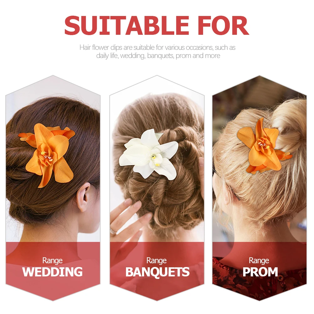 

10pcs Simulated Orchid Hair Clips Flower Barrettes For Women Elegant Floral Hair Accessories Wedding Prom Daily Use Summer