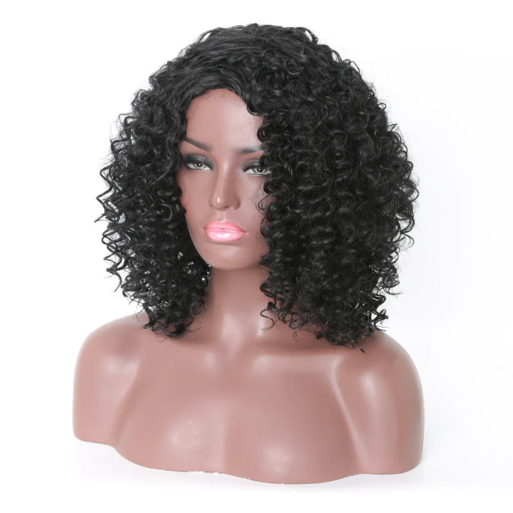 Synthetic Short Curly Wig Fluffy Black Hair for Women Fashion Cosplay Party Daily Wear Soft Comfortable Natural Looking