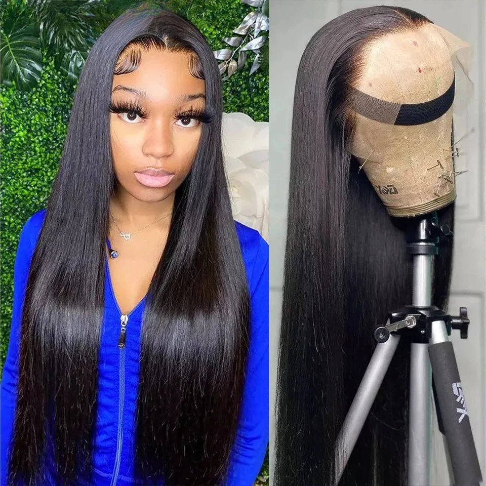 Rosabeauty 13X4 Lace Front Human Hair Wigs  30 40 Inch Straight Glueless Brazilian For Black Women Remy 150% 180% Natural Color