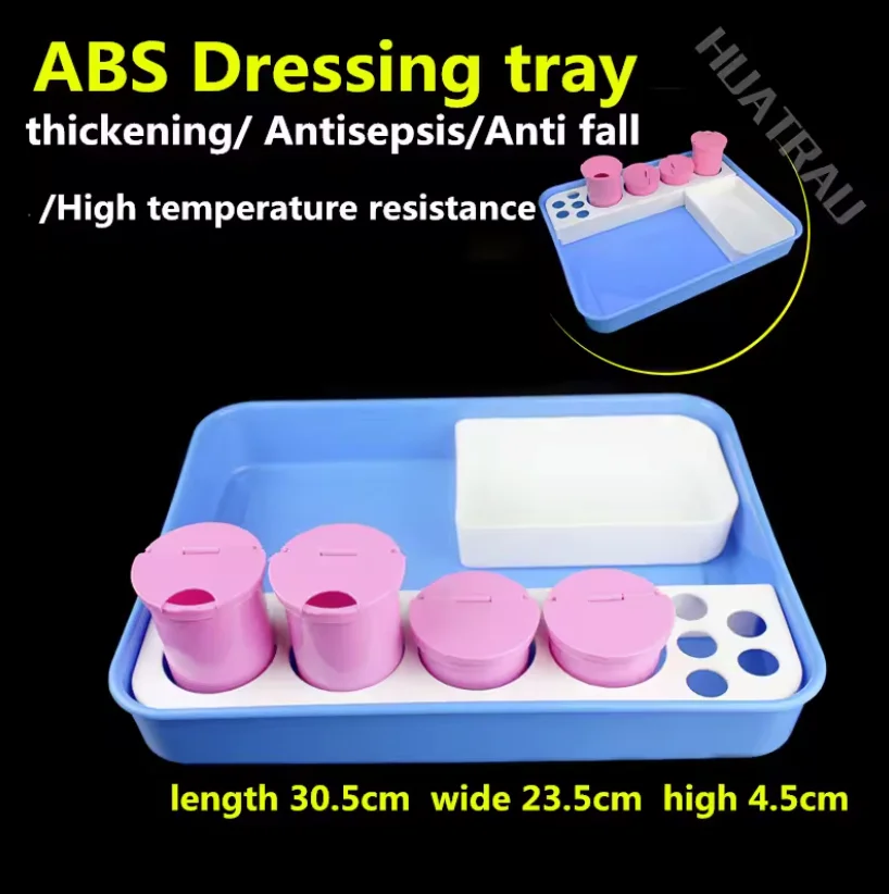 ABS Nursing Change Drug Tray,Medical Dressing Tray,Plastic Sterilizer Container With Bottle Holes for Clinic Tattoo Eyebrow Li