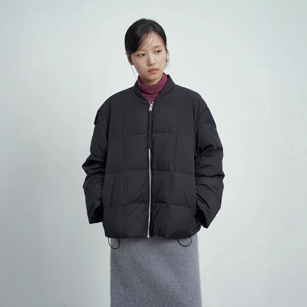 UMI MAO 韓国風コート 冬用キルティング軽量90ホワイトダックダウン バーンスタイル野球ダウンジャケット 女性用