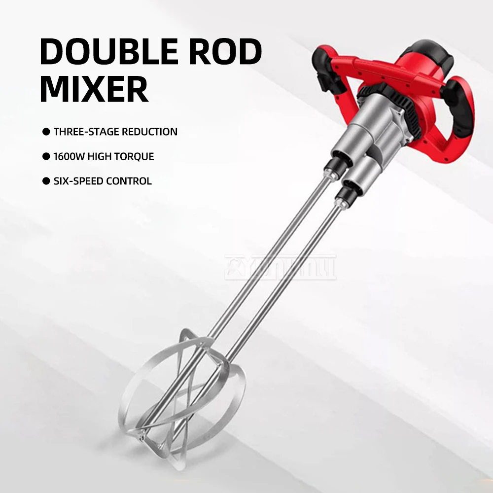 

Electric Mixer for Mortar Putty Lime Powder Plastering Machine Paint Coating Epoxy Floor Paint Double Pole Mixer