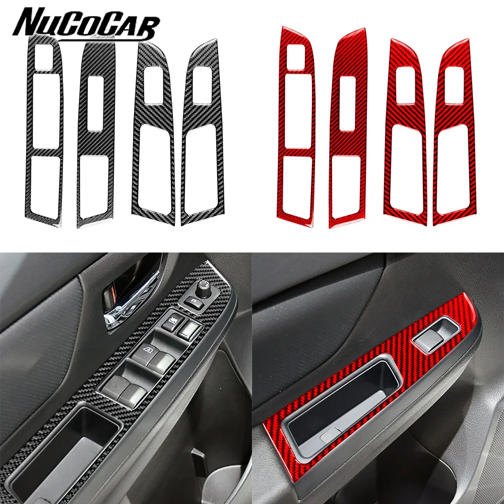 For Subaru Impreza 2012-2014 For XV Crosstrek 2013-2014 Carbon Fiber Window Lift Panel Cover Car Accessories Decorative Stickers