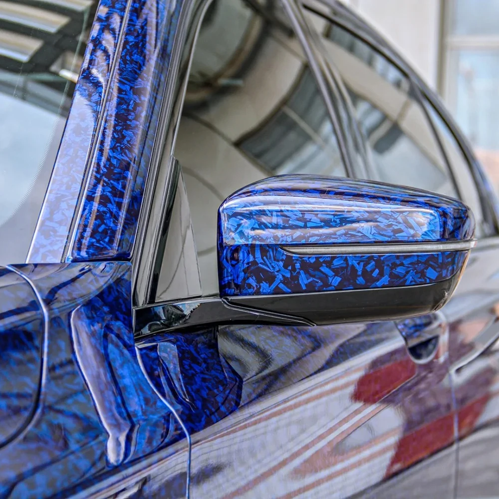 

1pc bright carbon blue car color changing film, PVC suitable for smooth surface decoration, cool and fashionable