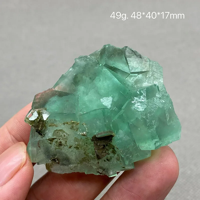 100% Natural China hu nan Xianghualing green Vitreous Transparent Fluorite Specimen Calcite Healing Crystal Stone