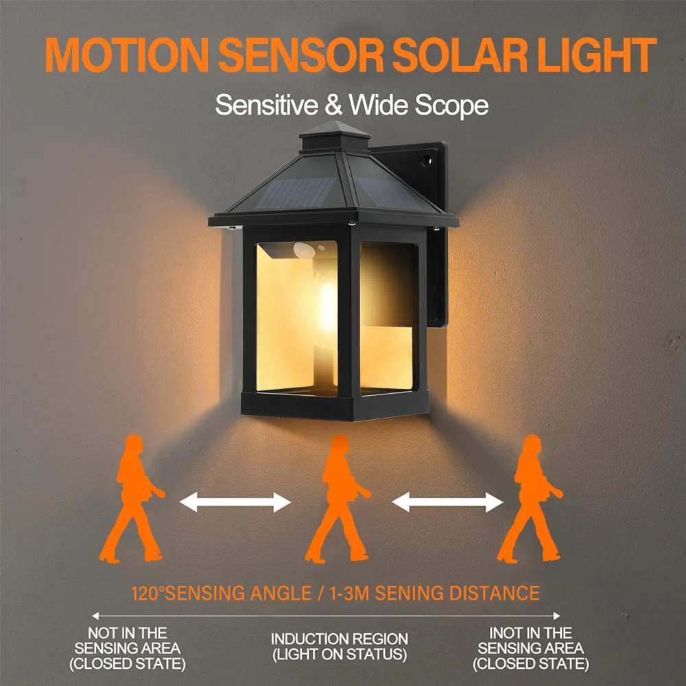 2X الشمسية الجدار مصباح في الهواء الطلق مقاوم للماء الحائط تصميم خمر مصباح الحديقة أضواء الأمن فناء سياج ساحة التزيين درج #5