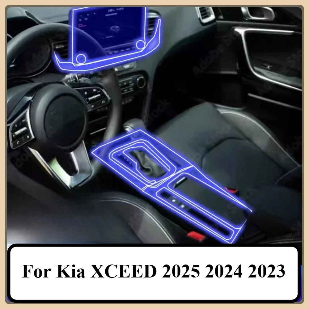 For Kia XCEED 2025 2024 2023 Interior Accessories film transparent TPU Gear Panel GPS Navigation Center Console PPF Protection