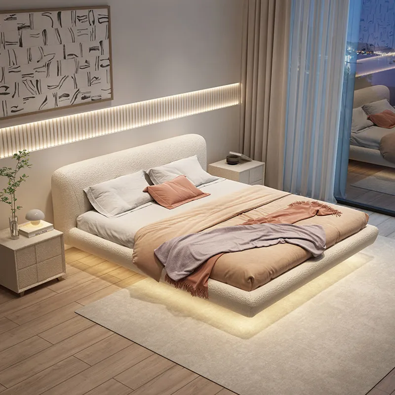 

Bedside Table Fashion Double Bed Full Wooden Headboard Marriage Adult Double Beds Home Nordic Queen Size Bedroom Furniture Sets