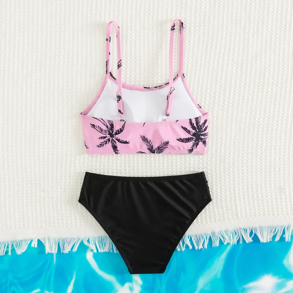 Girls Bikini Two Pieces Swimsuit Kids Leaves Printing Children's Swimwear 5-14Years Teenager Bathing Suit for Kids