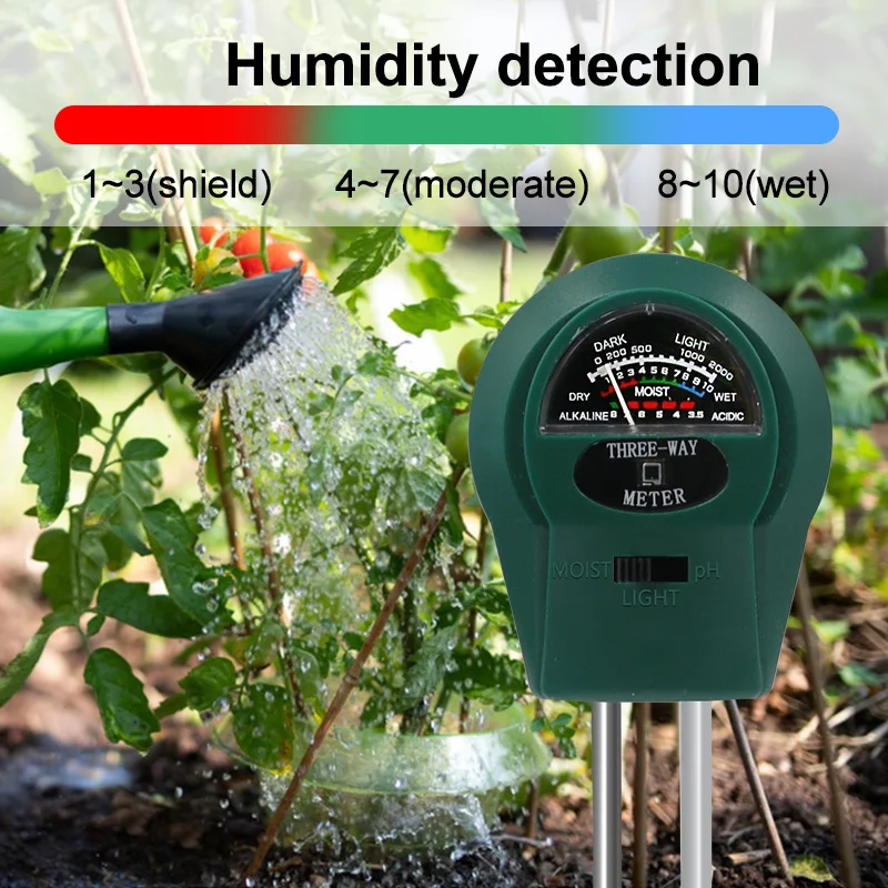 Imagem -04 - Humidômetro e Ferramenta de Medição de ph Três em um Medidor de Umidade do Solo Sonda Higrômetro Teste de Rega Jardinagem