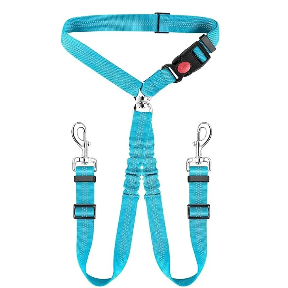 Double-headed Dog Harness Adjustable Tension Split Connection Pet Harness Headrest Attachment Car Use Dog Leash Dog Restraint