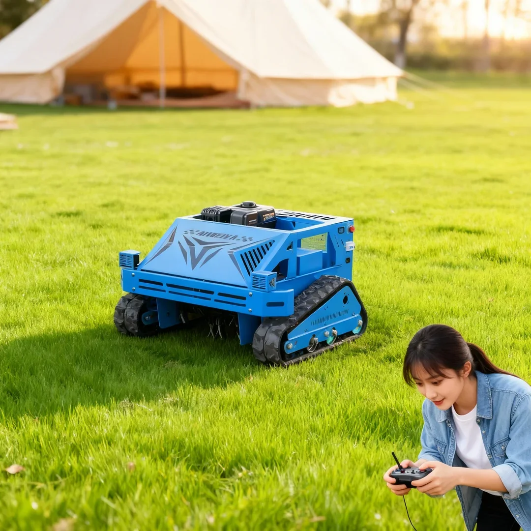 

Индивидуальная, новая модернизированная газонокосилка с дистанционным управлением, подходящая для лошадиных ферм, с опцией для добавления камеры.