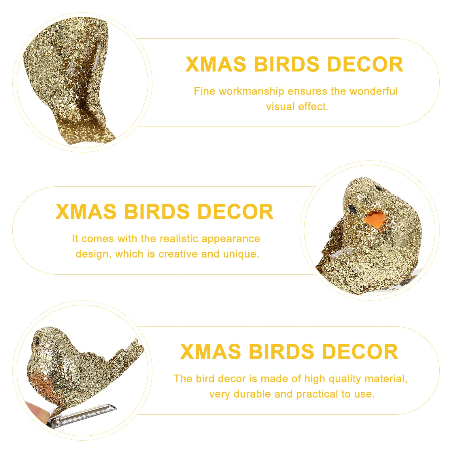 

12Pcs Christmas Tree Foam Birds Ornament Realistic Appearance Xmas Birds Decoration Xmas Scene Adornment Festival Ornament