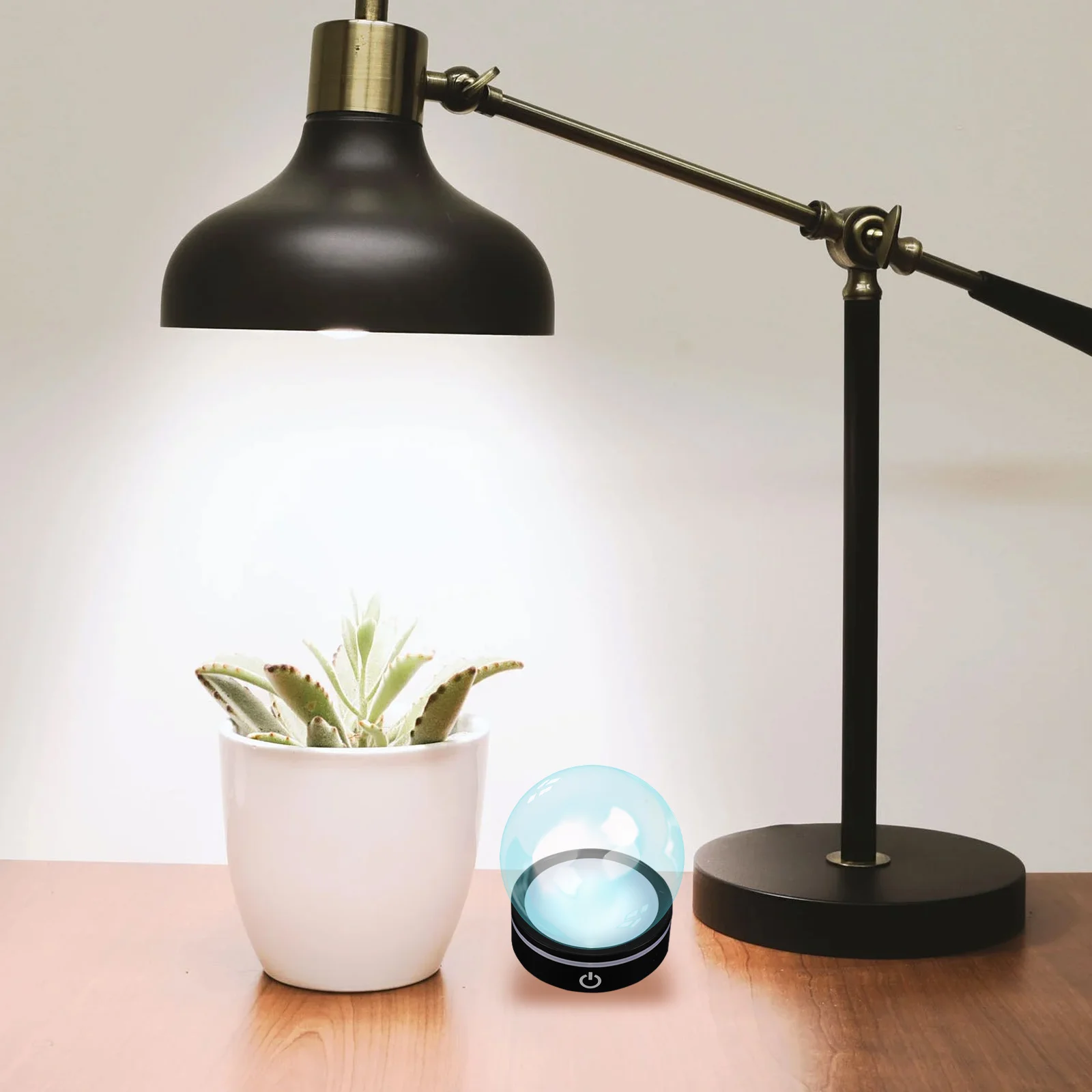 

Touch Sensor Crystal Lamp Base Durable Plastic LED Lighting Base Compact Size Round Shape Home Decoration Night Light