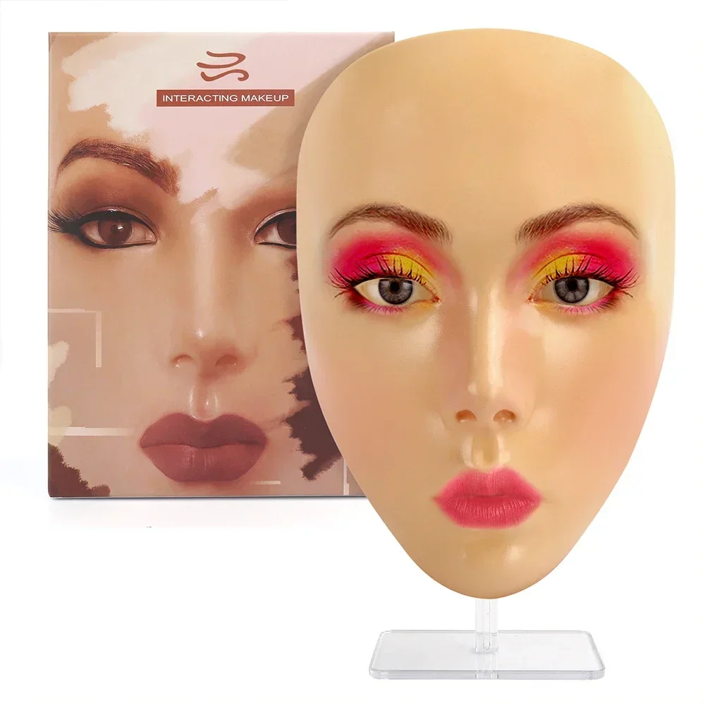 Face Reusable Makeup Practice Mask Board Eye Pad Silicone Bionic Skin Practicing Mannequin for Beginner Beauty Tattoo Board Tool