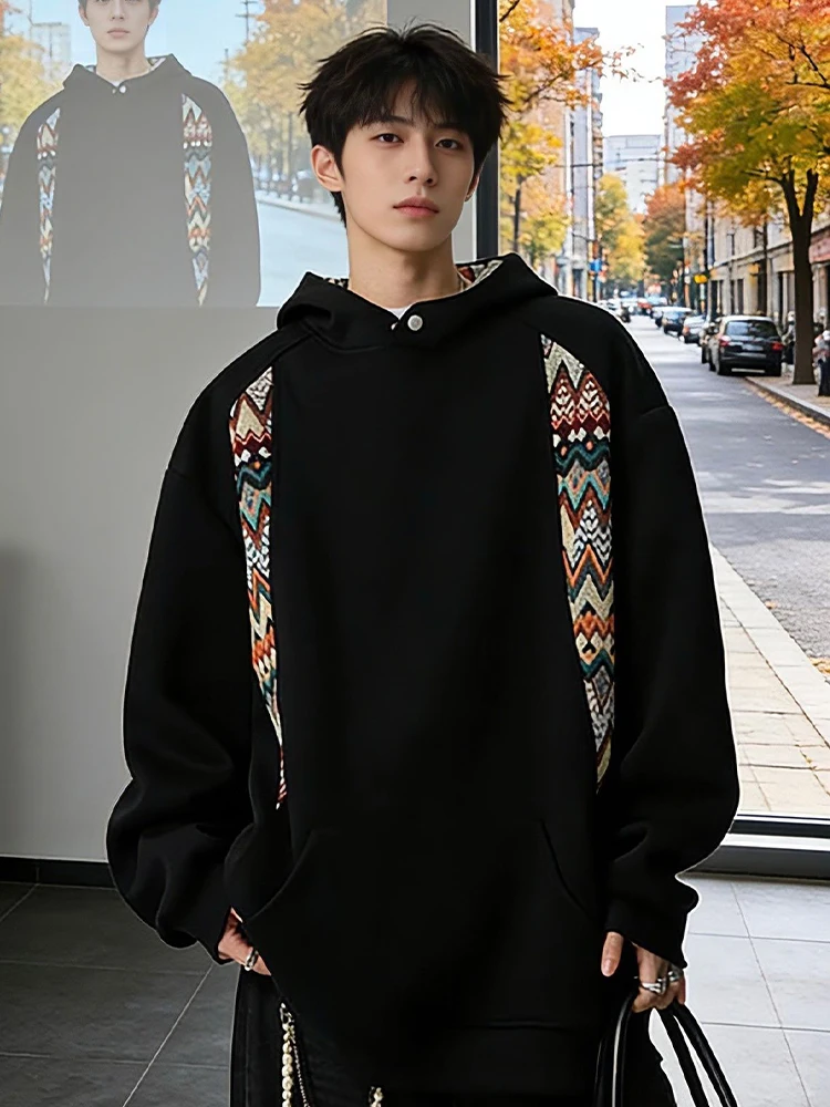 

Мужская зимняя толстовка Bla American High Street Color Blo с флисовой подкладкой, модный дизайн, повседневная свободная куртка-худи