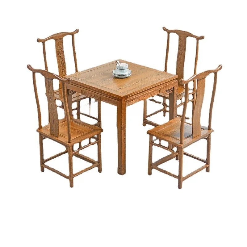 Practical Door Frame Dining Tables And Chairs Set Antique Rosewood Old-Fashioned Square Table For Eight People New Chinese Dinin