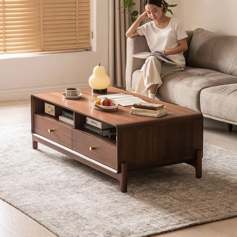 طاولة قهوة من خشب الجوز، شقة صغيرة للاستخدام المنزلي في القرون الوسطى، غرفة المعيشة الرجعية، طاولة القهوة الخشبية الصلبة، مجموعة خزانة التلفزيون