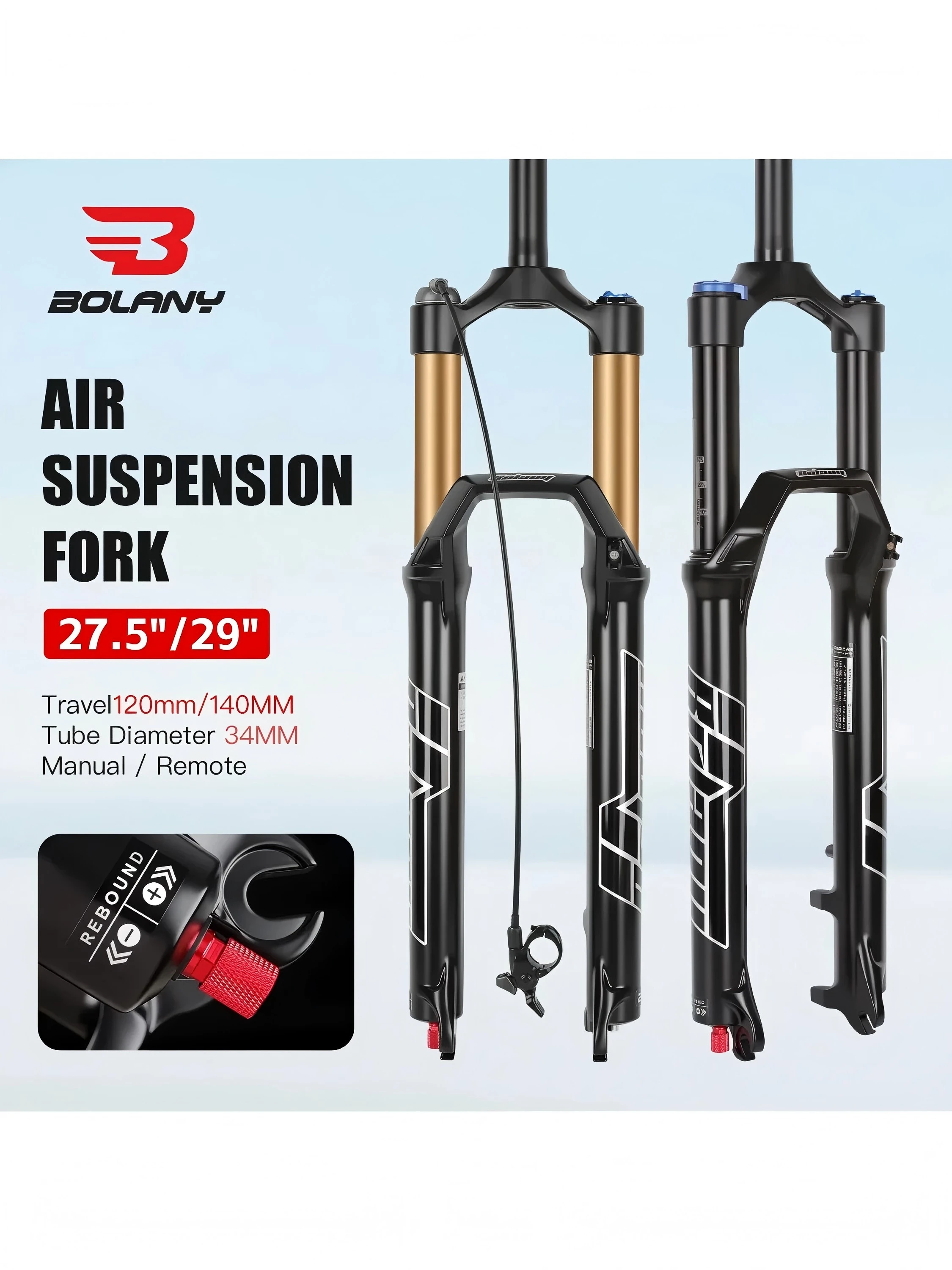 AliExpress BOLANY 34mm Air Fork 26/27.5/29" MTB Locking 120/140mm Travel Disc Brake Bike Parts