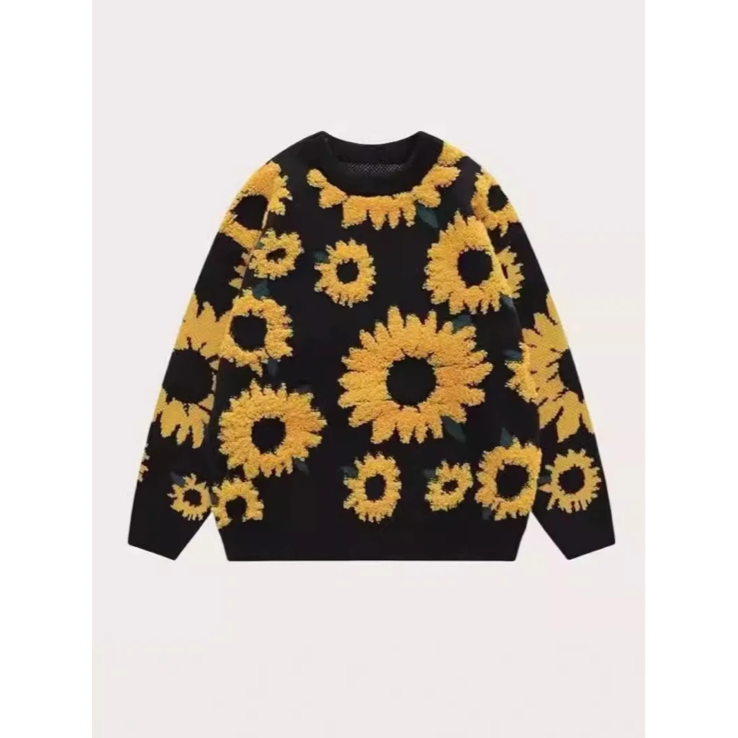 

Свободный женский вязаный свитер Long Sve с цветочной вышивкой, осень-зима, Новое поступление, удобный круглый Ne M...