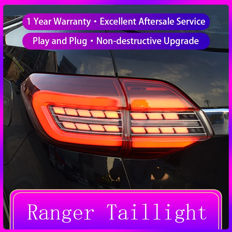 2 PCS Auto Lights For Ford Ranger 2015-2020 Tail Lamp Modified DRL Taillight LED Upgrade Dynamic Brake Tools Car Accessories